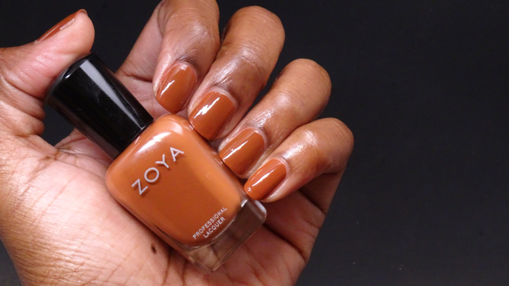 Zoya Colin: walnut brown cream nail polish with a hint of red