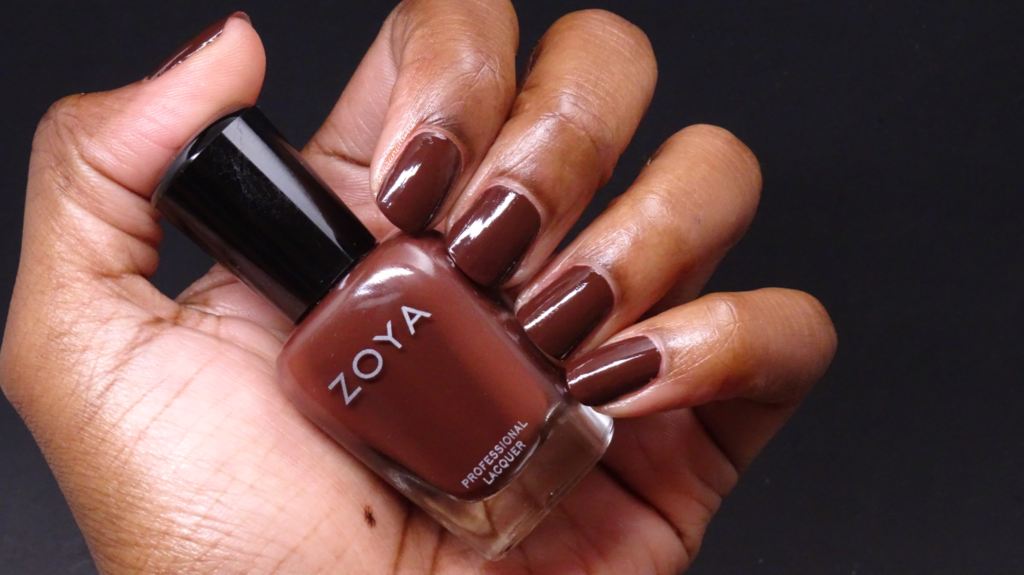 Zoya Dionne: deep brunette brown cream nail polish with the slightest kiss of wine undertones